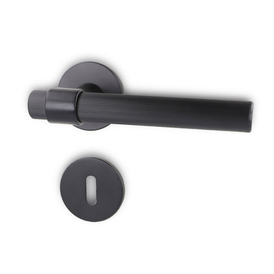 Dørhåndtag Justa i mat sort inkl. roset og nøgleskilt