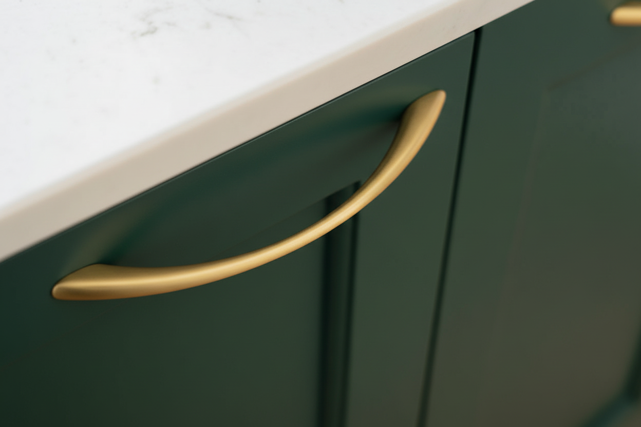 Aalborg • Buet køkkengreb, børstet messing look