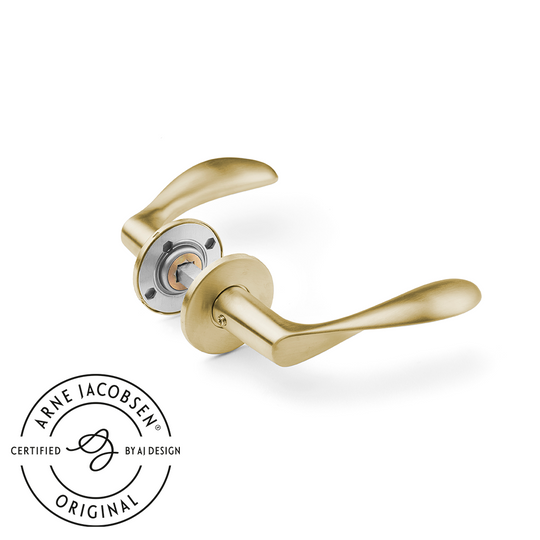 Arne Jacobsen dørhåndtag - AJ97 dørgreb i børstet messing, lille model med snap-on cover  • d line