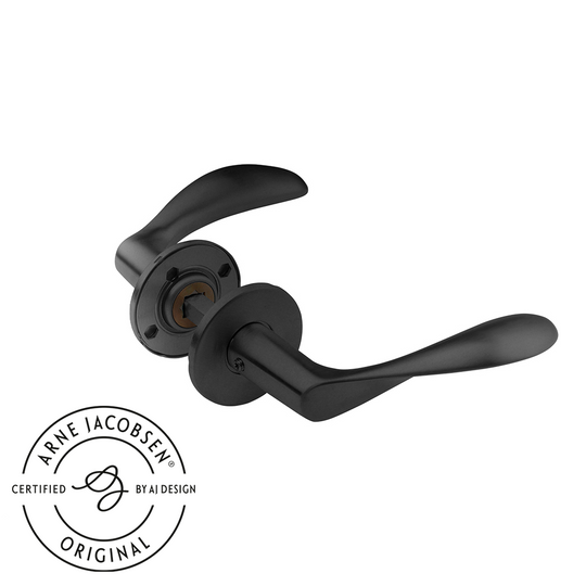 Arne Jacobsen dørhåndtag - AJ111 dørgreb, sort (PVD sort), stor model med snap-on cover  • d line