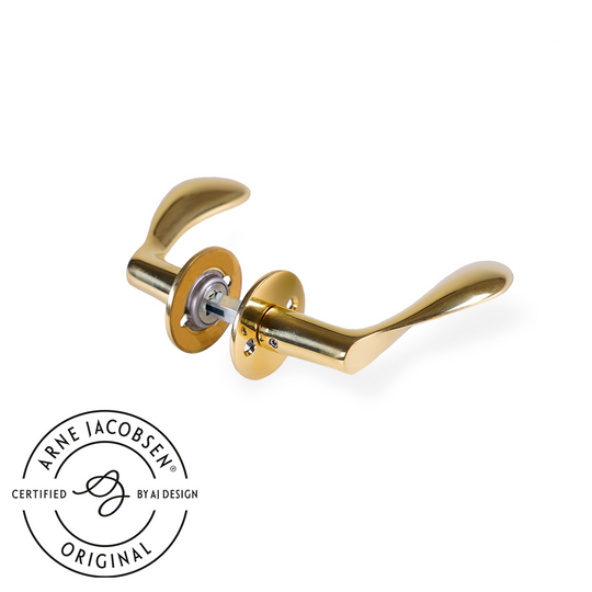 Arne Jacobsen dørhåndtag - AJ97 dørgreb i blank messing, lille model  • d line