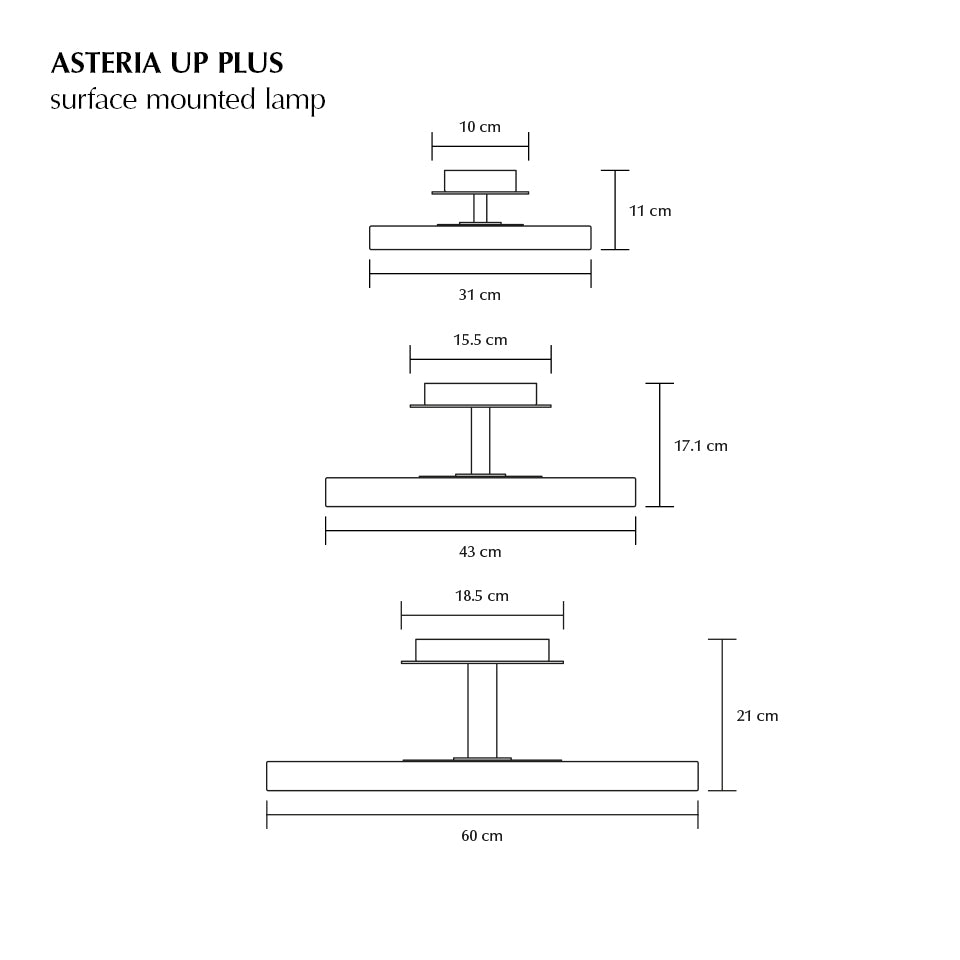 Asteria Up Plus loftlampe, grå og messing • UMAGE