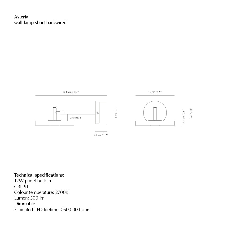 Asteria Wall væglampe (med hardwire add on), oliven og stål • UMAGE