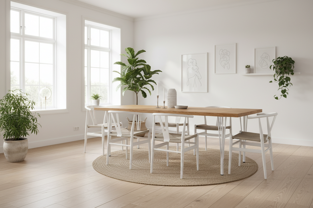 Bordben 5-trådben i mat hvid, justerbart, højde 71 cm (4 stk.) - Copenhagenhomedesign