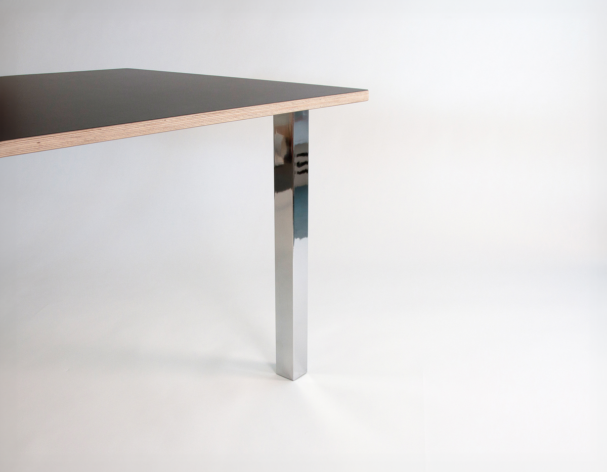 Bordben i blank krom, firkantet, justerbart, højde 71 cm. (4 stk.) - Copenhagenhomedesign