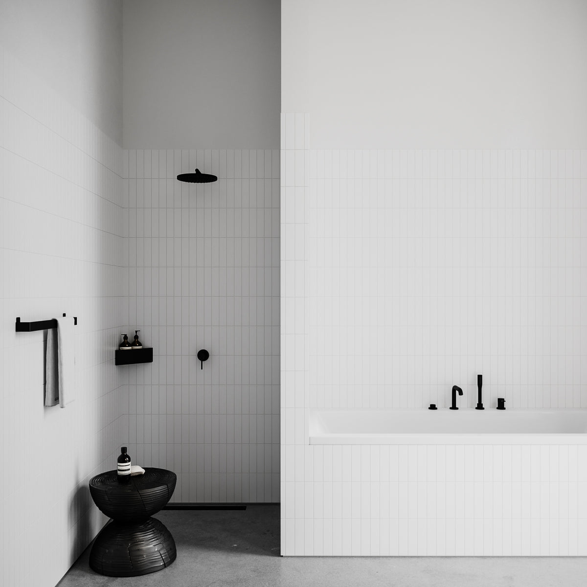 Brusehylde hjørne, sort • NICHBA - Copenhagenhomedesign