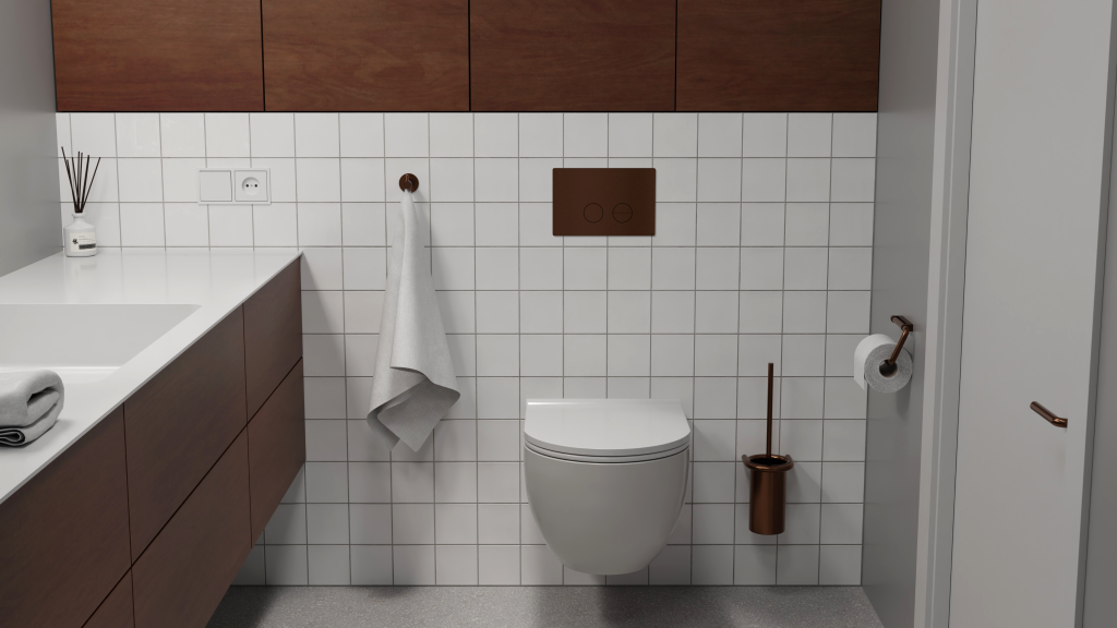 Betjeningplade til toilet, bronze/bruneret finish • d line