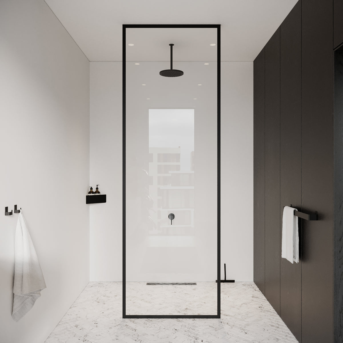 Brusehylde hjørne, sort • NICHBA - Copenhagenhomedesign