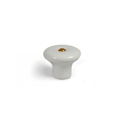 Porcelænsknop i hvid porcelæn med messingskrue, 31 mm - Lyngby • Chr. Jørgensen