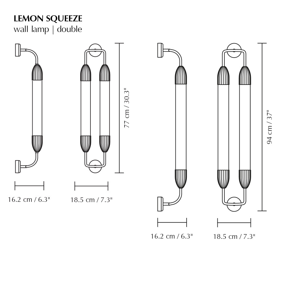 Lemon Squeeze Wall Double, væglampe, messing • UMAGE