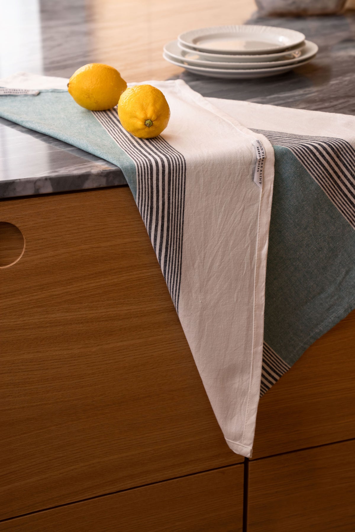 Viskestykker (2 stk.), blå/sort/hvid • NORDICMODERN