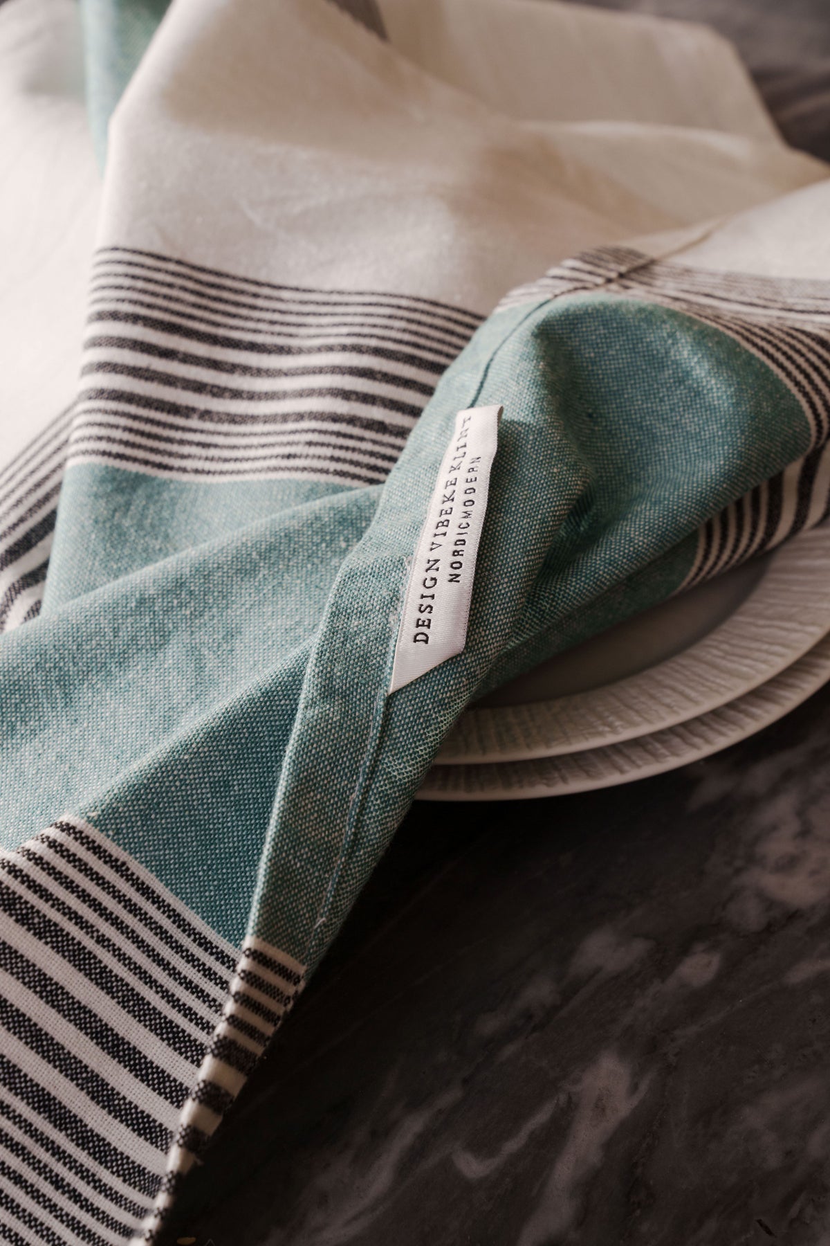 Viskestykker (2 stk.), blå/sort/hvid • NORDICMODERN