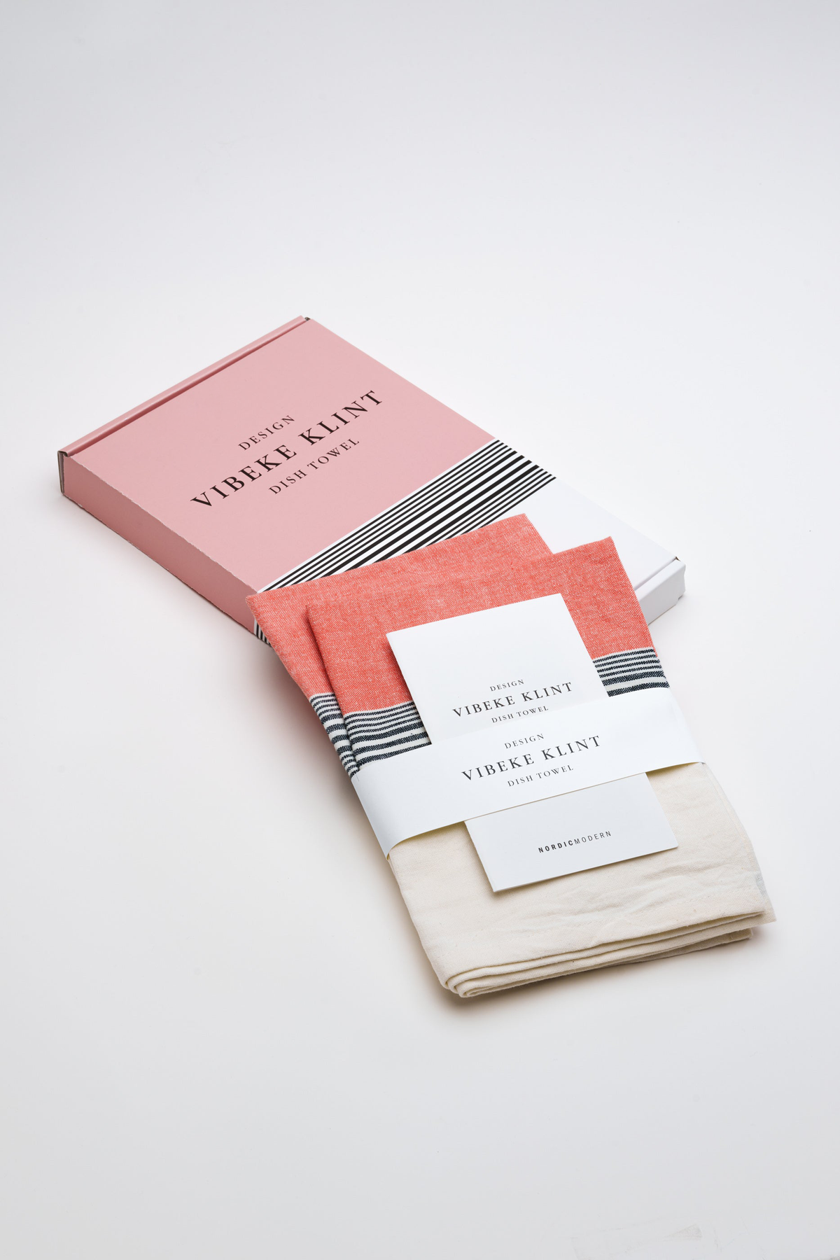 Tea towels, viskestykker (2 stk.), rosa/sort/hvid • NORDICMODERN - Copenhagenhomedesign