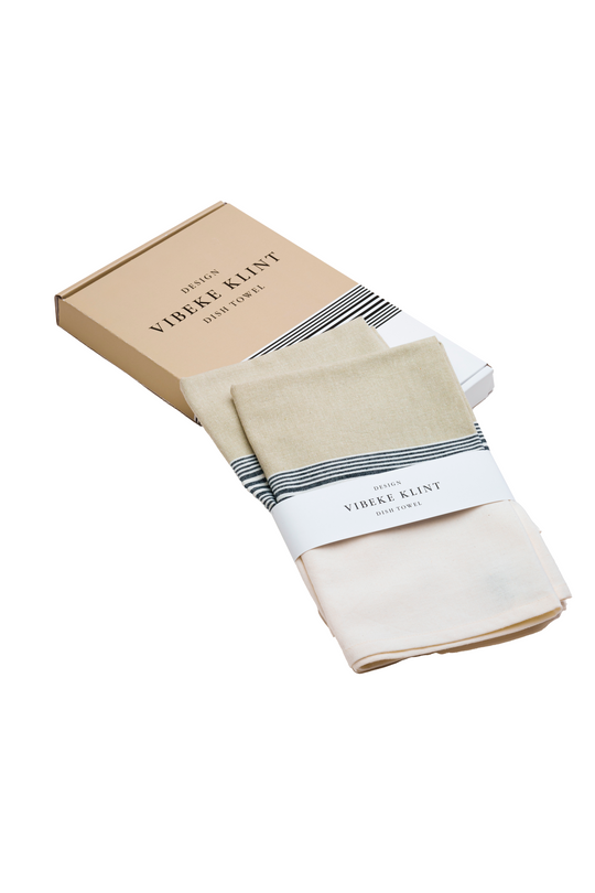 Tea towels, viskestykker (2 stk.), oliven/sort/hvid • NORDICMODERN