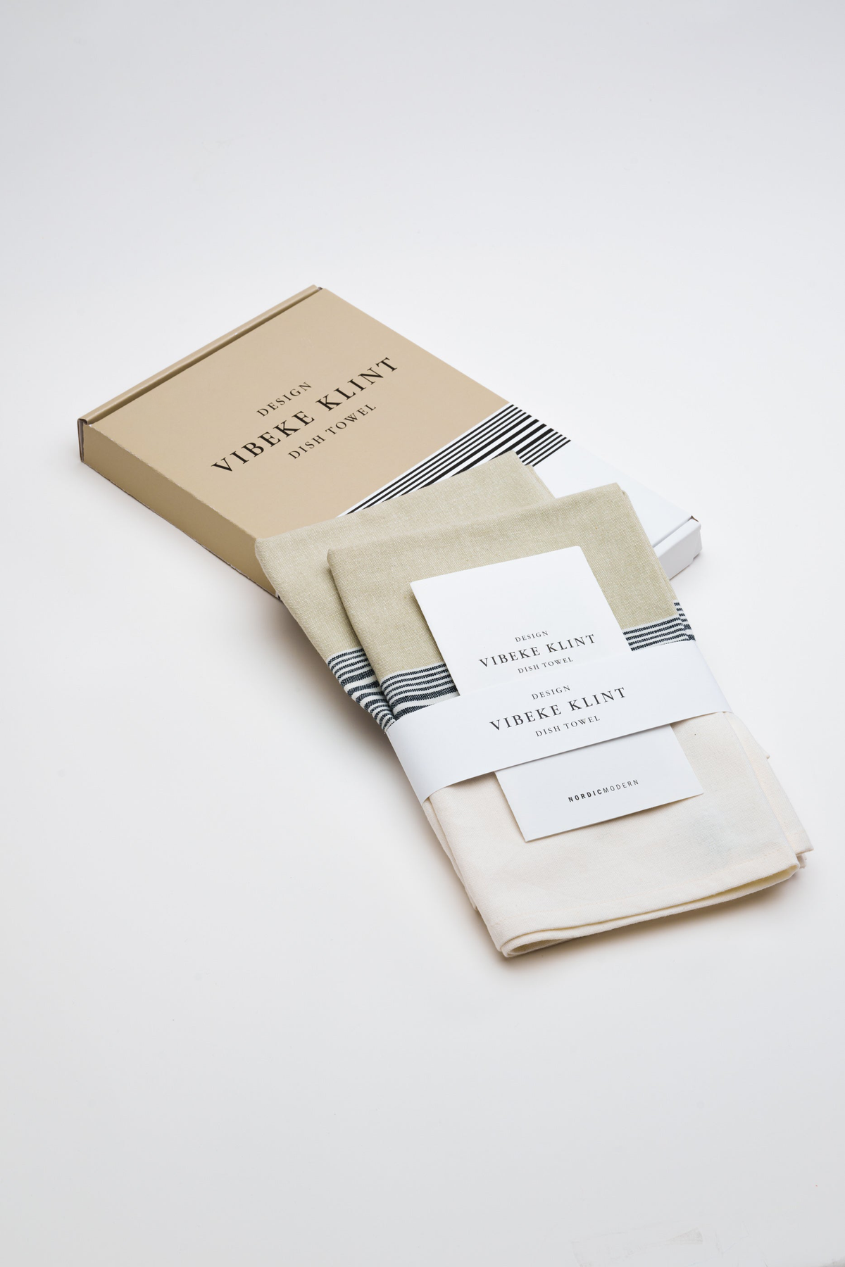 Tea towels, viskestykker (2 stk.), oliven/sort/hvid • NORDICMODERN - Copenhagenhomedesign