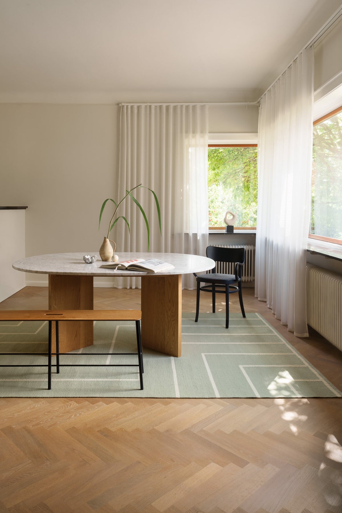 Tæppe VK-1, oliven/hvid • NORDICMODERN - Copenhagenhomedesign