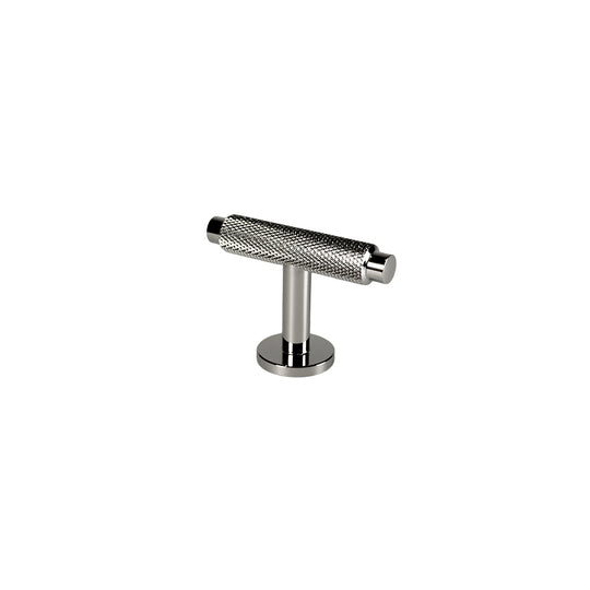 Møbelknop T-bar med diamond cut i blank forniklet, 50 mm