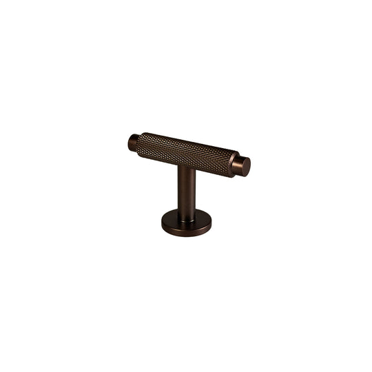 Møbelknop med diamond cut i bronze / bruneret messing, 50 mm
