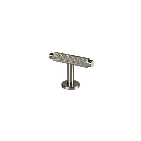 Møbelknop T-bar med diamond cut i rustfrit stål look, 50 mm