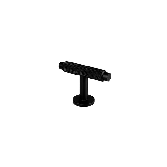 Møbelknop T-bar med diamond cut i sort, 50 mm