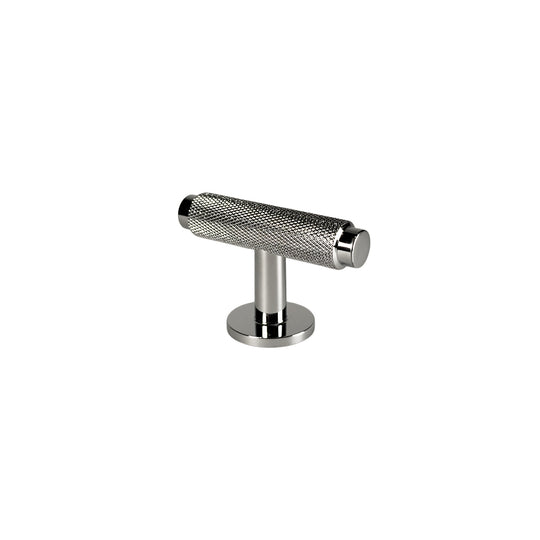 Møbelknop T-bar med diamond cut i blank forniklet, 56 mm