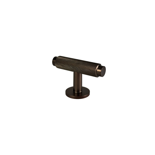 Møbelknop med diamond cut i bronze / bruneret messing, 56 mm