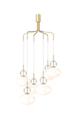 Rizzatto Cluster 6 lysekrone, satin brass / opal • NUURA
