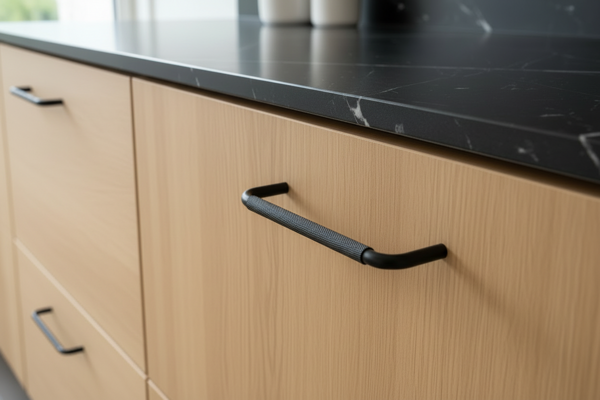 Køkkengreb med diamond cut i sort - Østerbro • Chr. Jørgensen