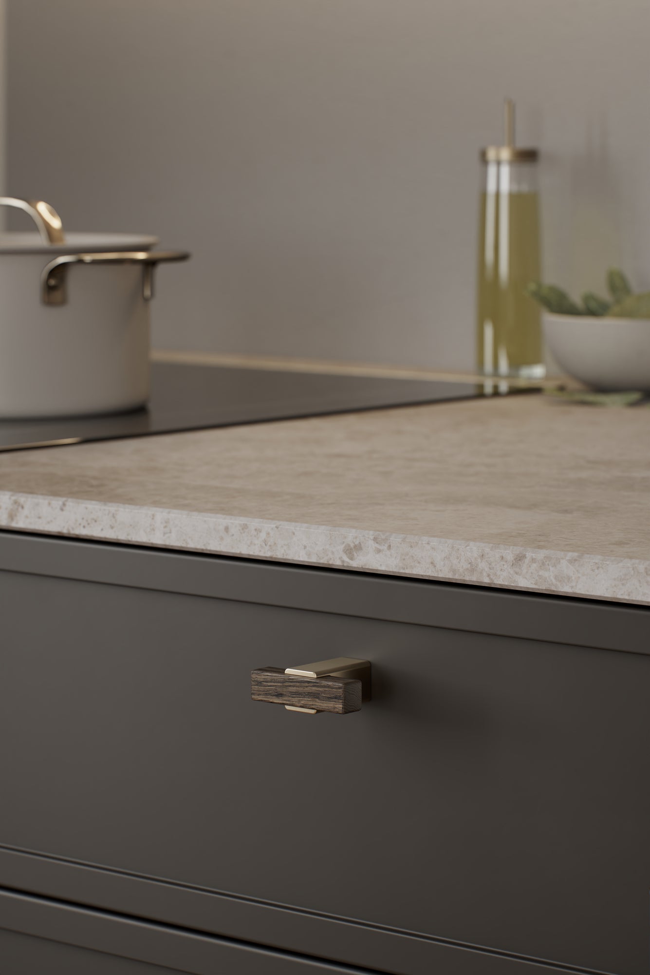 SEGMENT T-bar knop, mørkebrun og børstet messing look • Furnipart