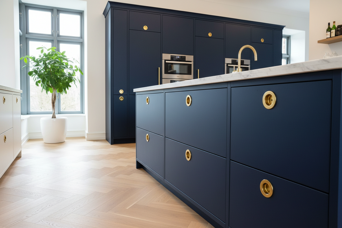 Sønderborg • Skålgreb i blank messing og bakelit i Ø55/60 mm - Copenhagenhomedesign