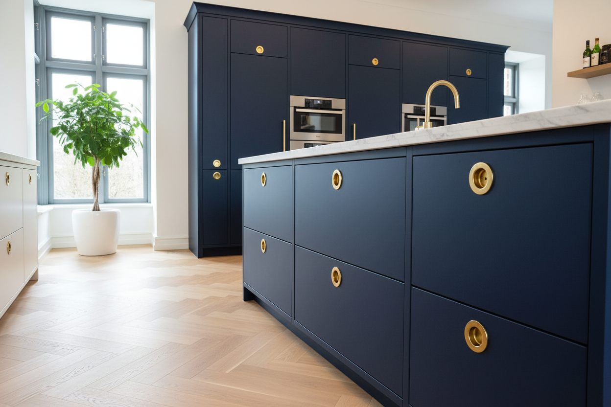 Sønderborg • Skålgreb i blank messing og bakelit i Ø55/60 mm - Copenhagenhomedesign