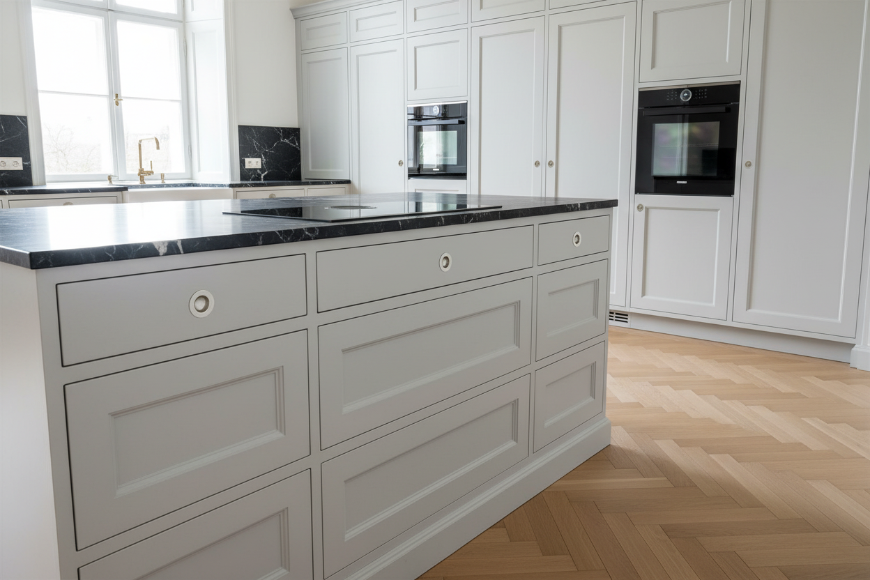 Sønderborg • Skålgreb i børstet rustfrit stål og bakelit i Ø55/60 mm