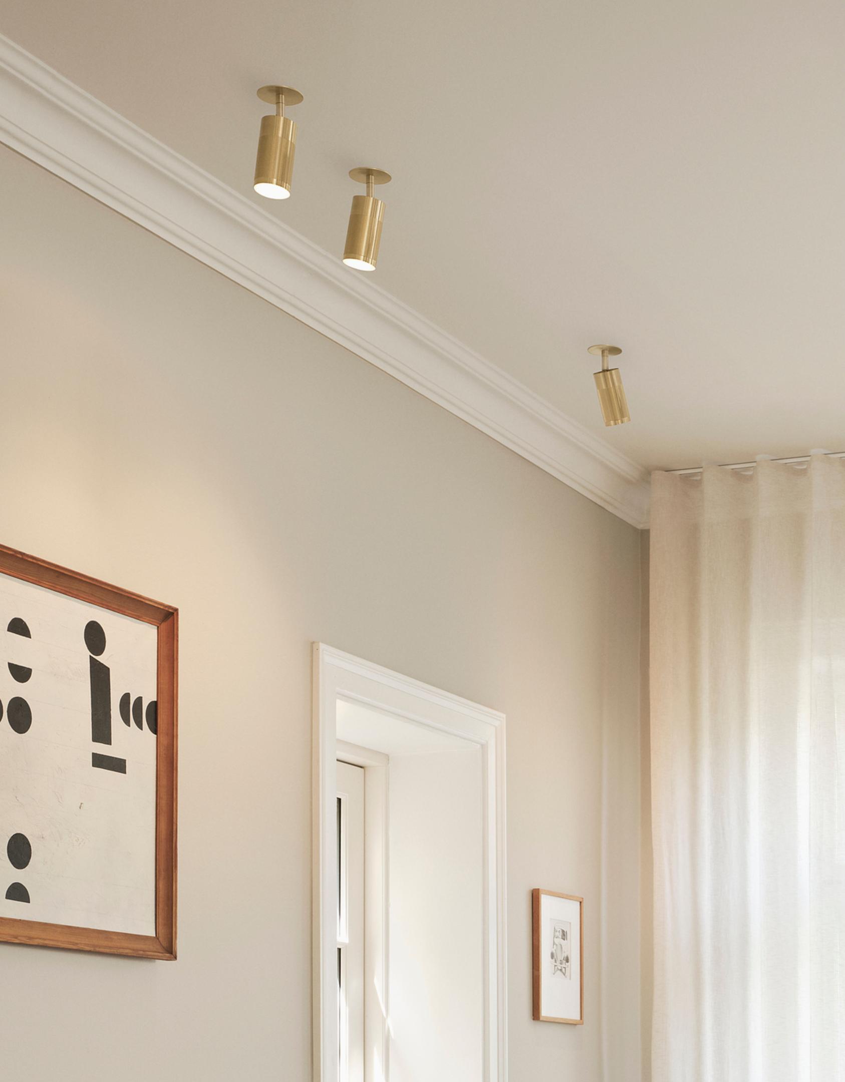 Patrone loftspot med dækplade - box fit, messing • Thorup Copenhagen - Copenhagenhomedesign