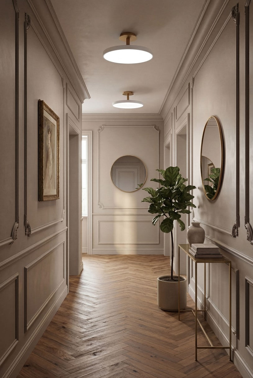 Asteria Up Plus loftlampe, hvid og messing • UMAGE - Copenhagenhomedesign