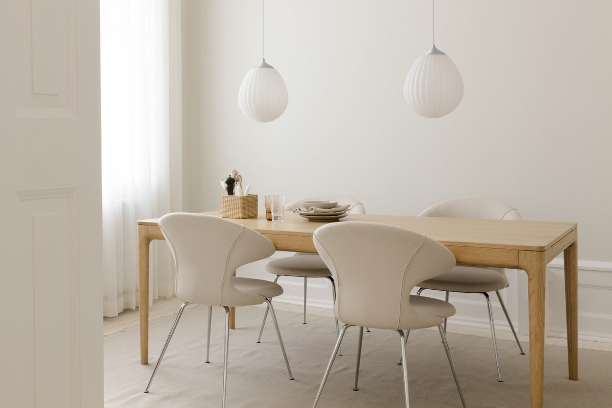 Around the World pendel med roset, hvid og børstet stål look • UMAGE - Copenhagenhomedesign