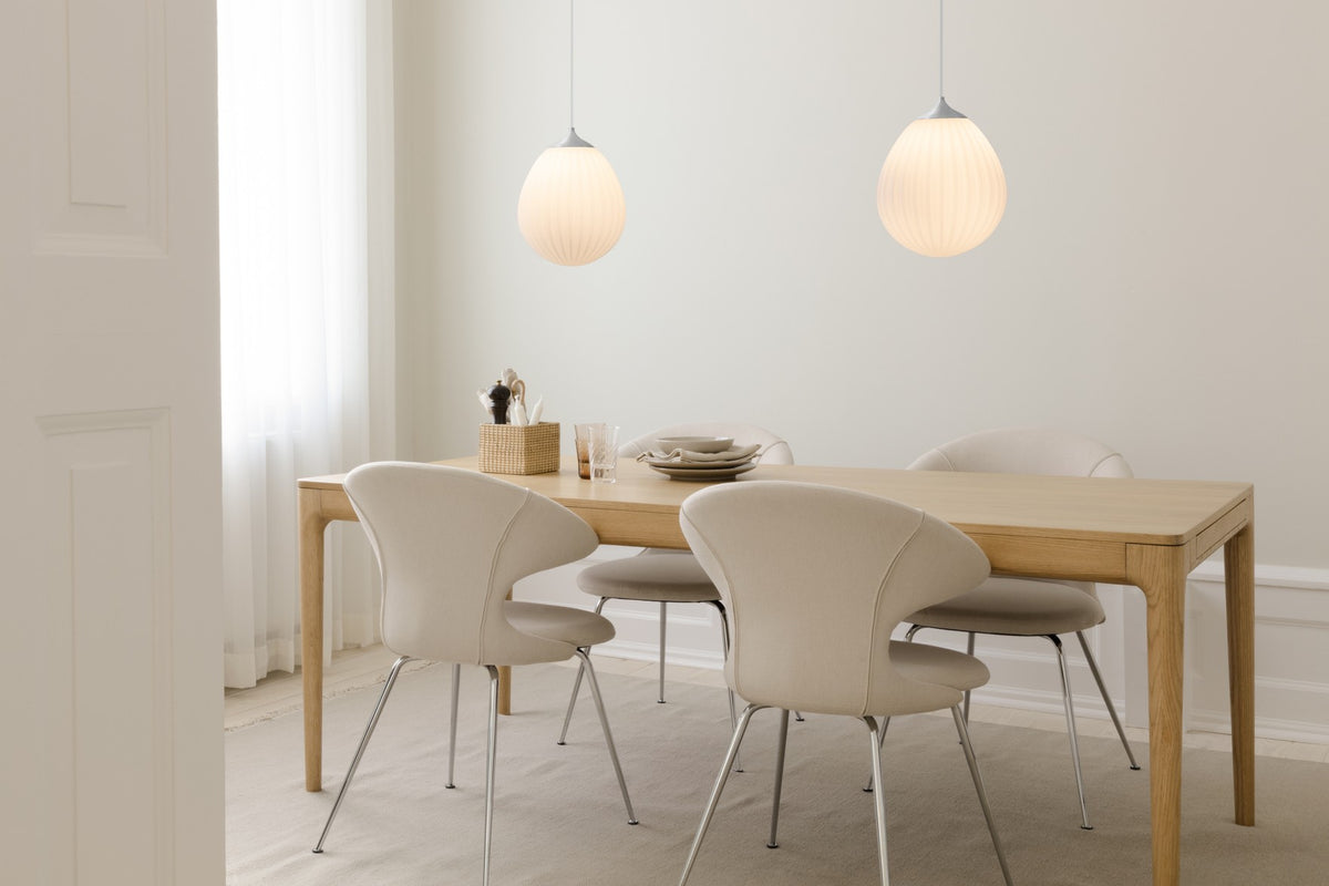 Around the World pendel med roset, hvid og børstet stål look • UMAGE - Copenhagenhomedesign