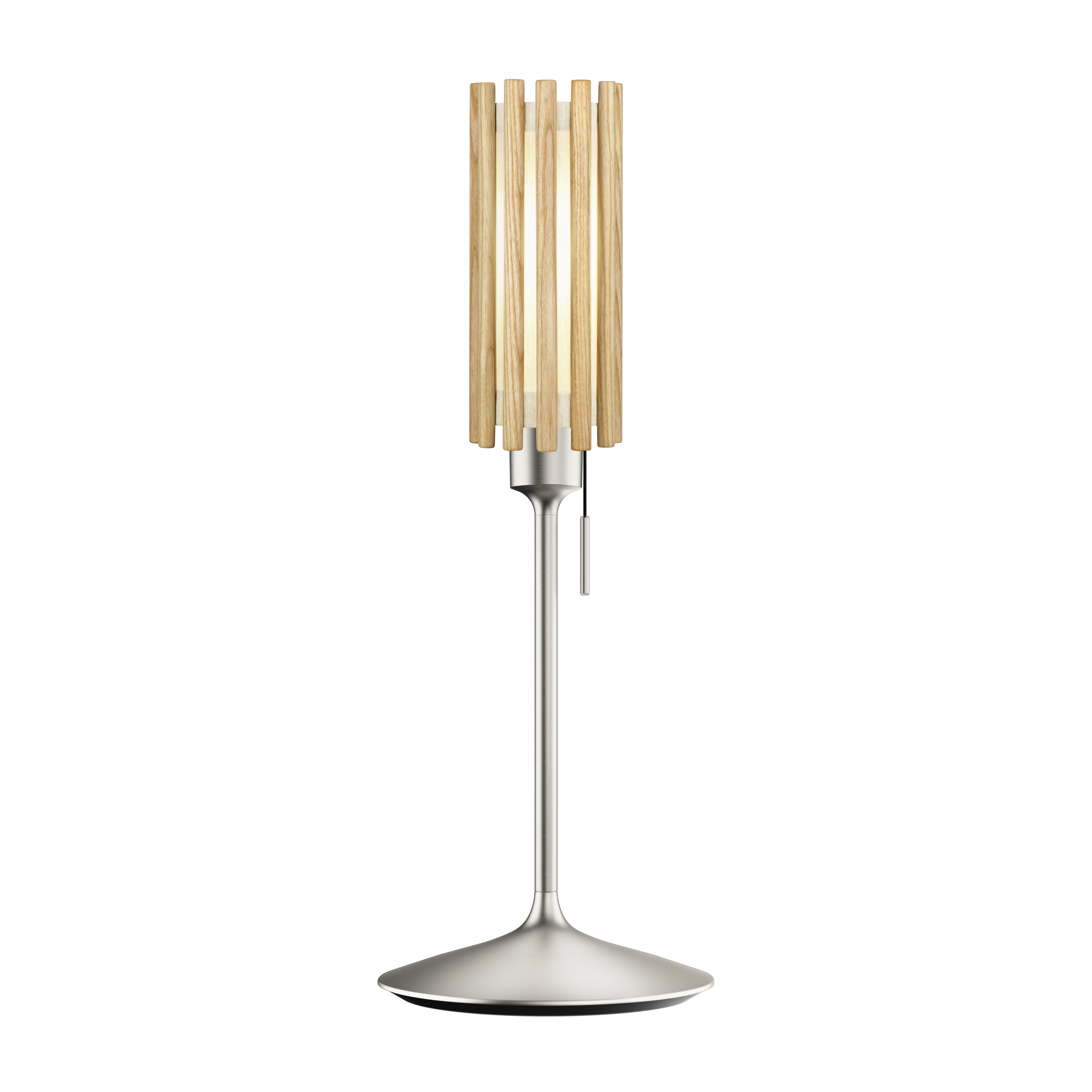 Komorebi Circle bordlampe, egetræ og børstet stål look • UMAGE