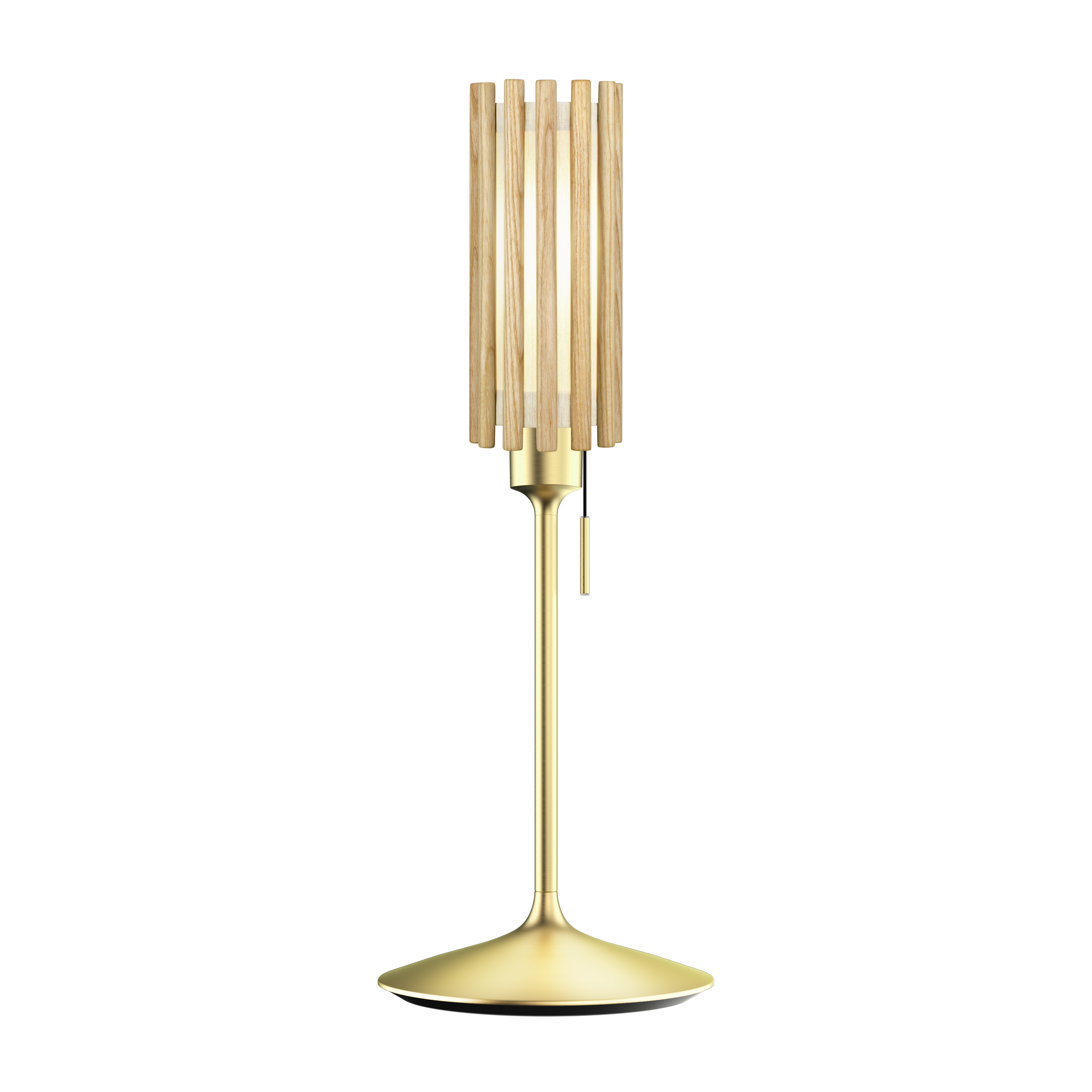 Komorebi Circle bordlampe, egetræ og børstet messing look • UMAGE