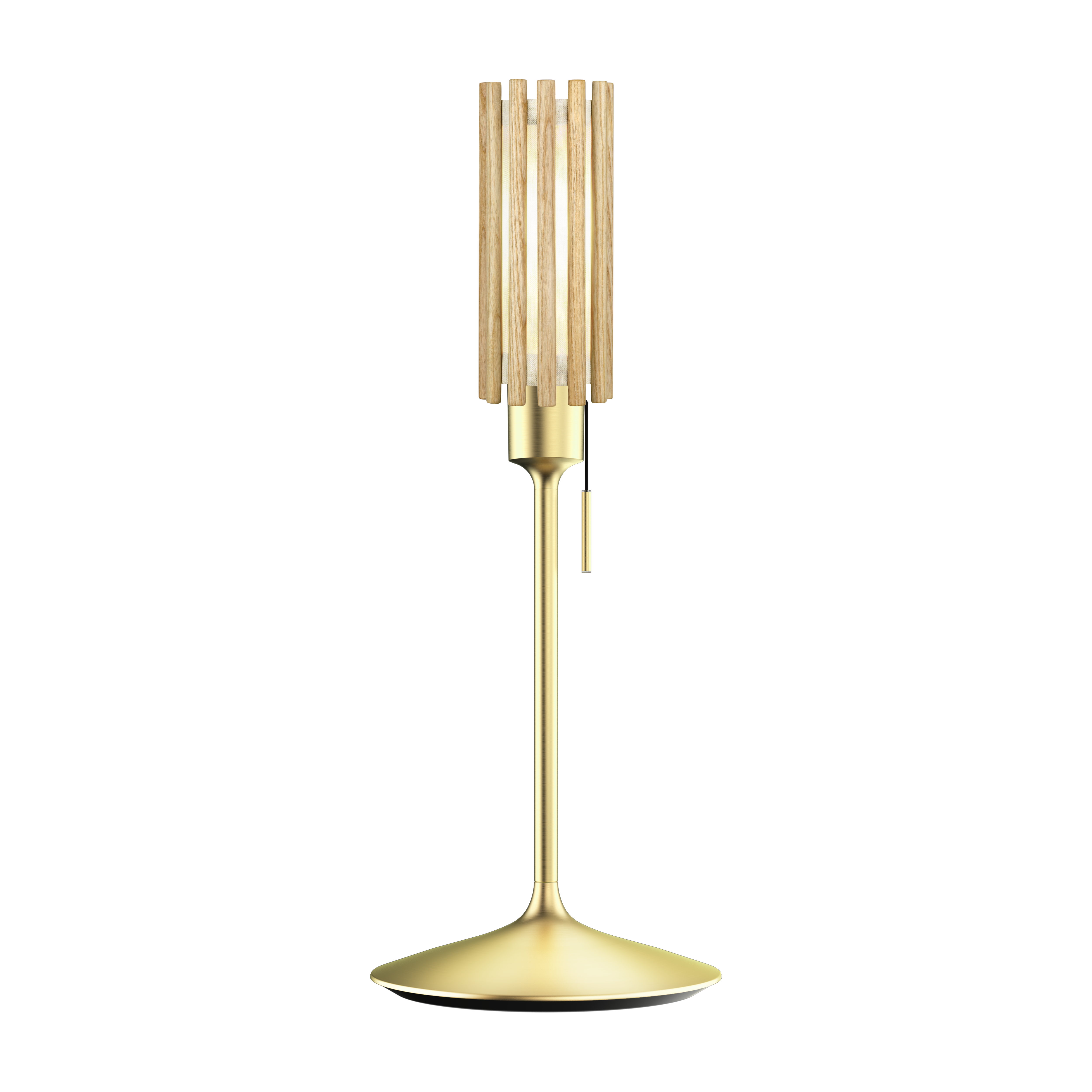 Komorebi Circle bordlampe, egetræ og børstet messing look • UMAGE