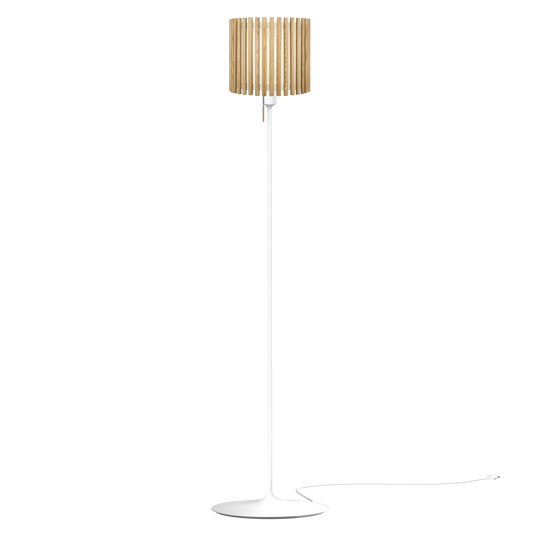 Komorebi Circle gulvlampe, egetræ og hvid • UMAGE