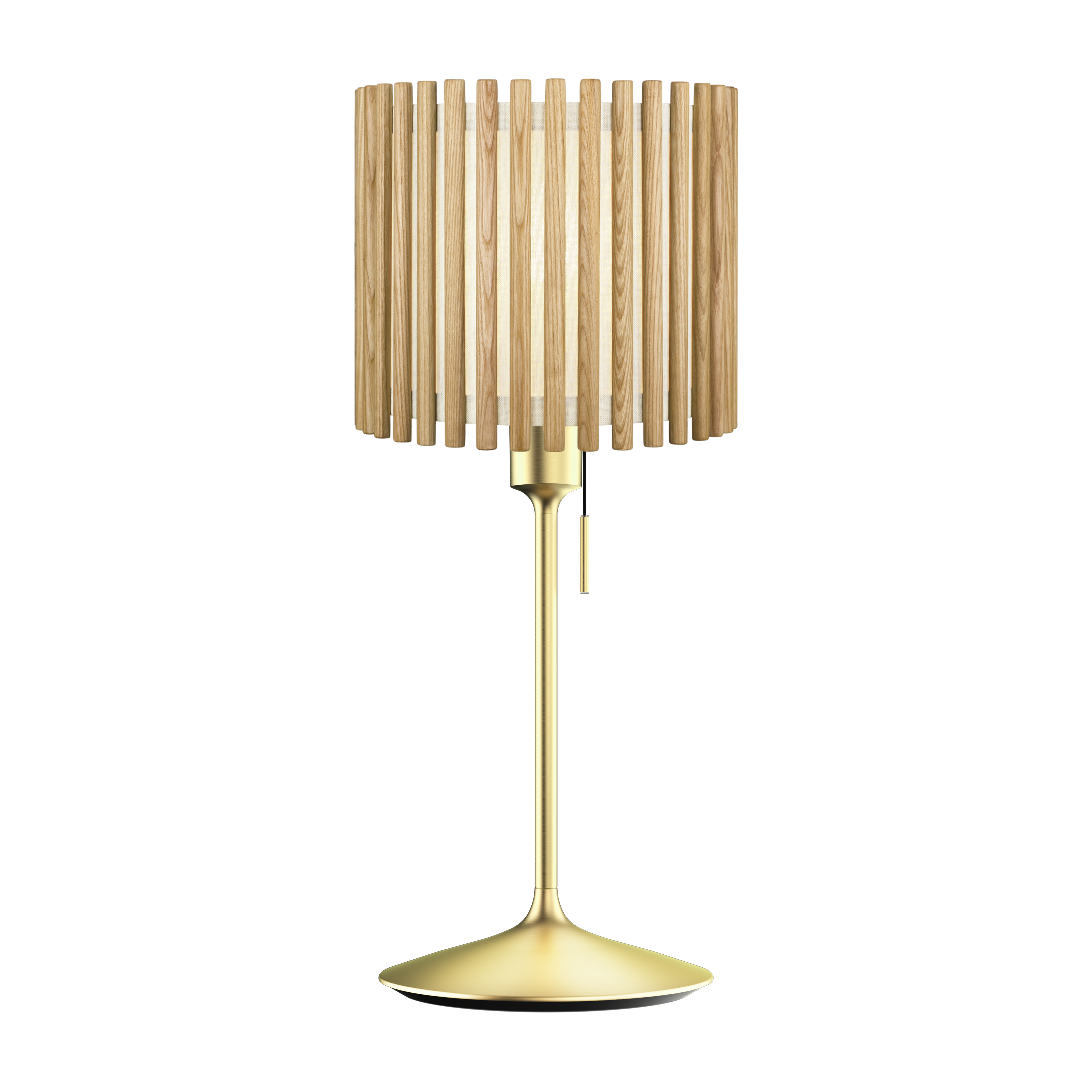 Komorebi Circle bordlampe, egetræ og børstet messing look • UMAGE