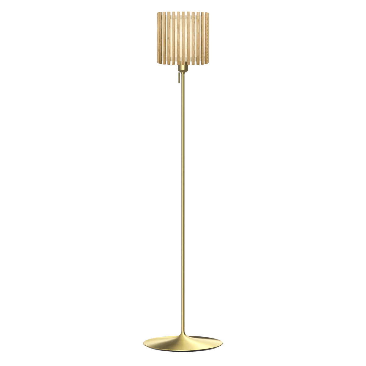 Komorebi Square gulvlampe, egetræ og børstet messing look • UMAGE