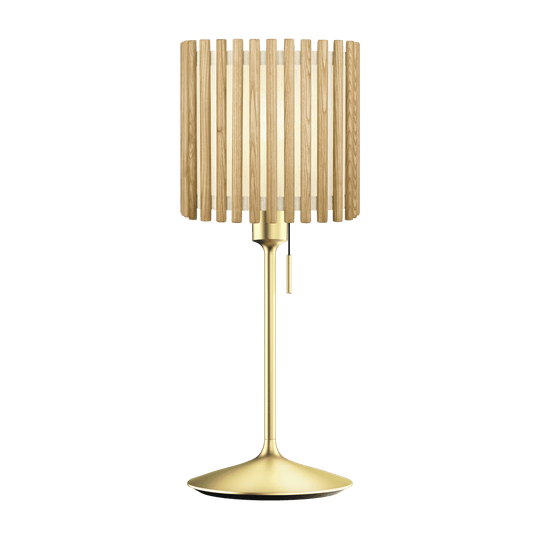 Komorebi Square bordlampe, egetræ og børstet messing look • UMAGE