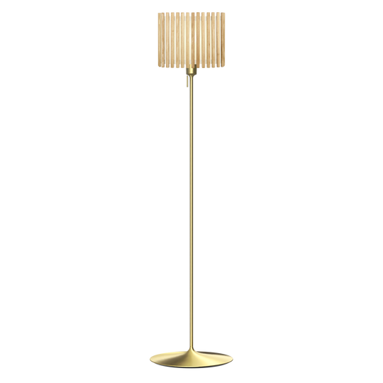 Komorebi Rectangular gulvlampe, egetræ og børstet messing look • UMAGE