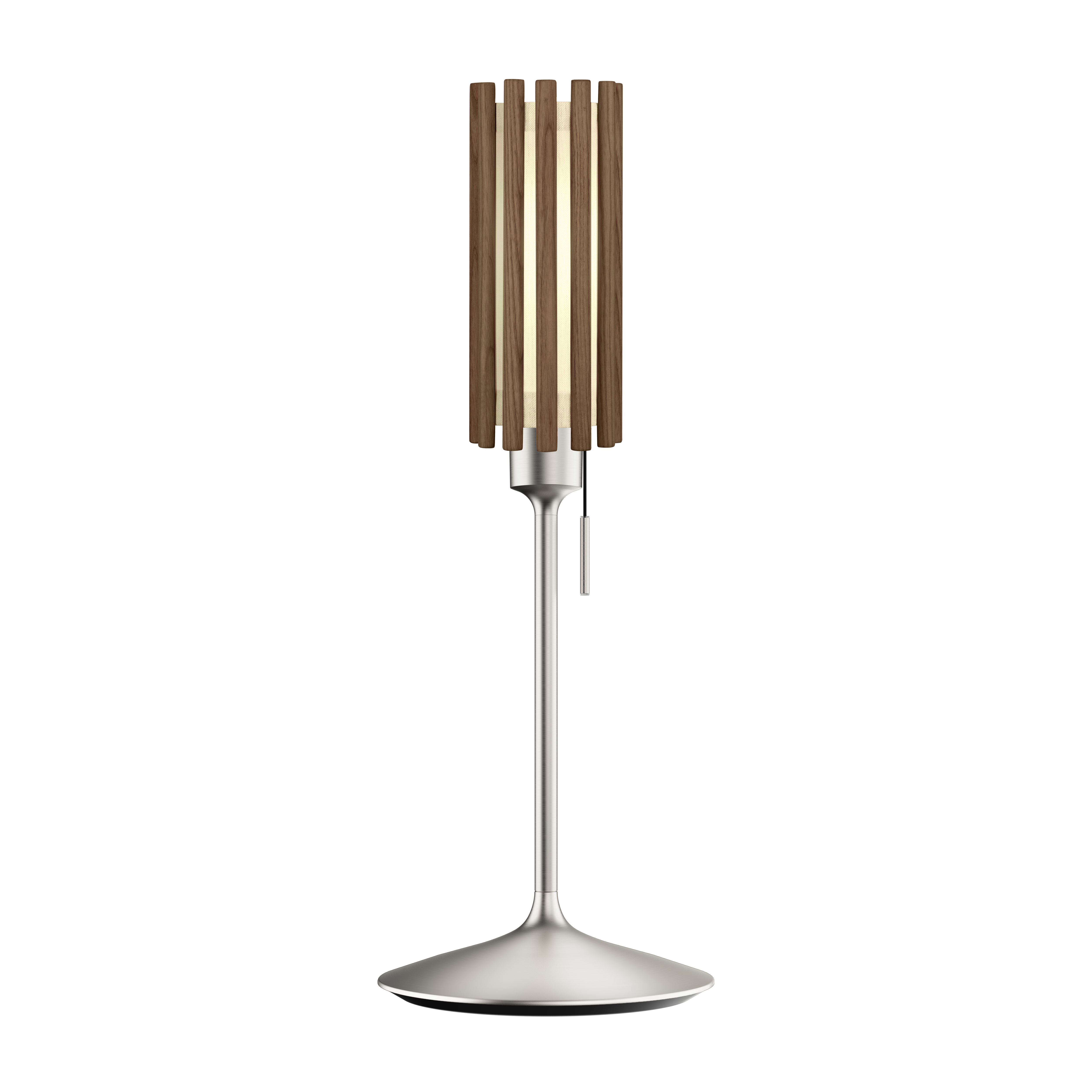 Komorebi Circle bordlampe, mørk egetræ og børstet stål look • UMAGE