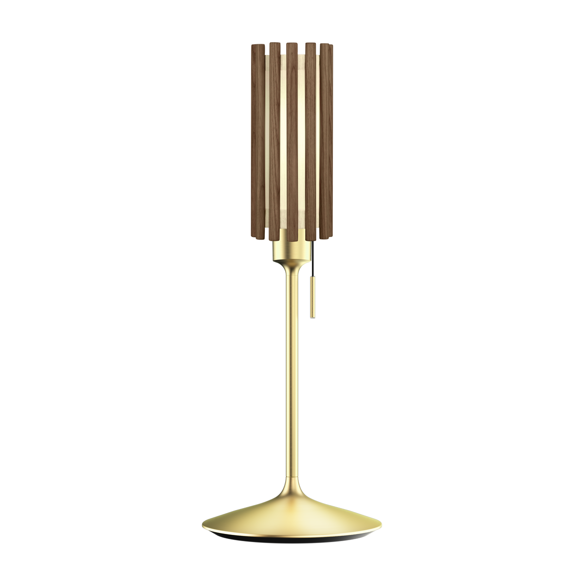 Komorebi Circle bordlampe, mørk egetræ og børstet messing look • UMAGE - Copenhagenhomedesign