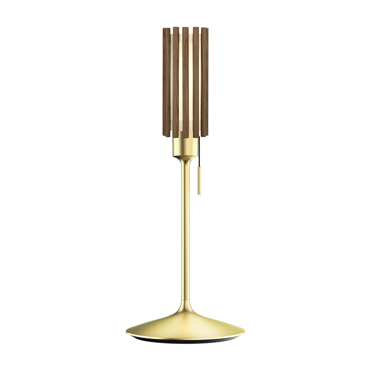Komorebi Circle bordlampe, mørk egetræ og børstet messing look • UMAGE - Copenhagenhomedesign