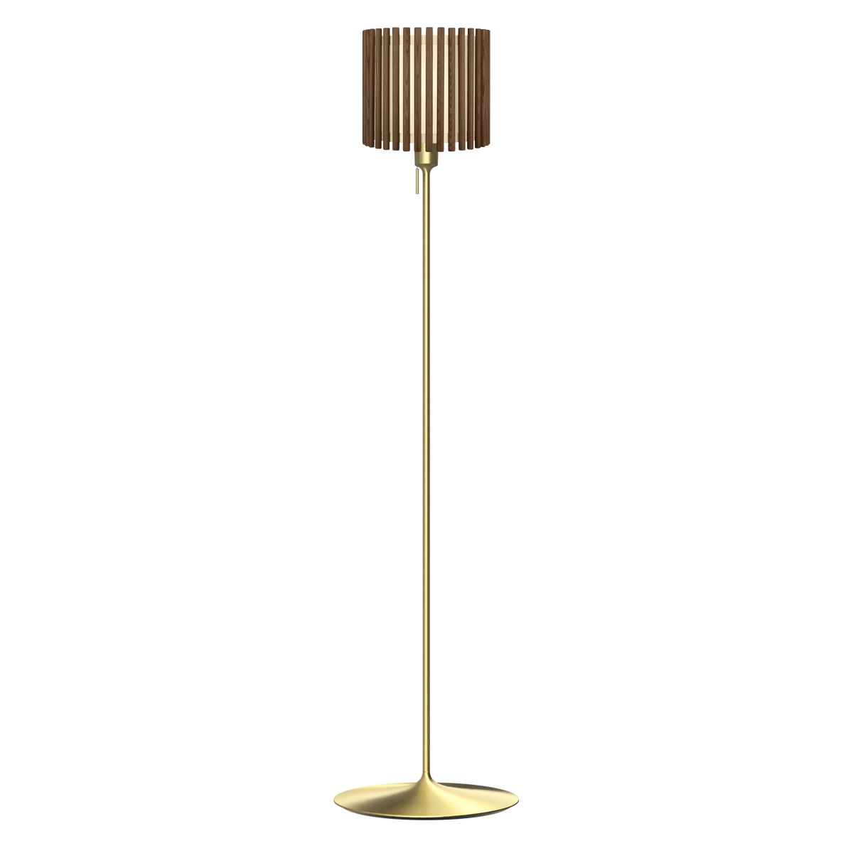 Komorebi Circle gulvlampe, mørk egetræ og børstet messing look • UMAGE - Copenhagenhomedesign