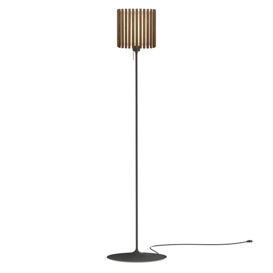 Komorebi Square gulvlampe, mørk egetræ og sort • UMAGE