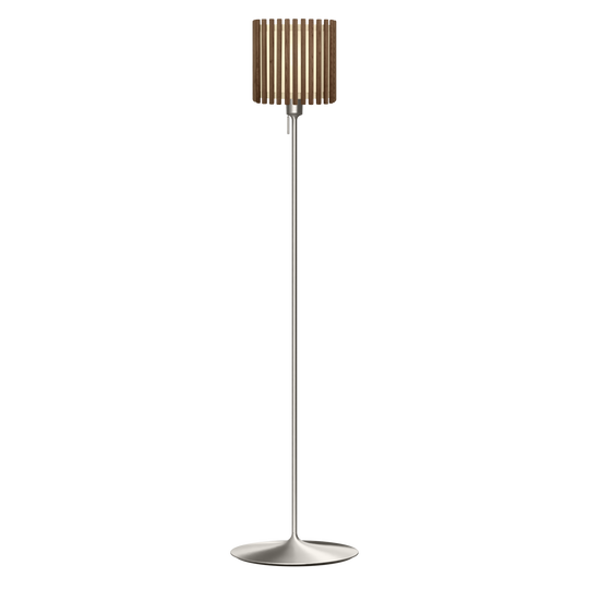 Komorebi Square gulvlampe, mørk egetræ og børstet stål look • UMAGE